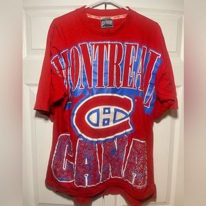 Vintage Montreal Canadiens Softwear Athletics Shirt 90s Big Print